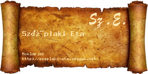 Széplaki Eta névjegykártya